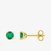 Boucles d'oreilles clous or jaune 750 ‰ et émeraude SO OR