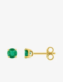 Boucles d'oreilles clous or jaune 750 ‰ et émeraude SO OR