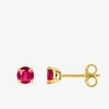 Boucles d'oreilles clous or jaune 750 ‰ et rubis SO OR
