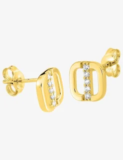Boucles d'oreilles clous or jaune 375 ‰ et oxydes de zirconium SO OR