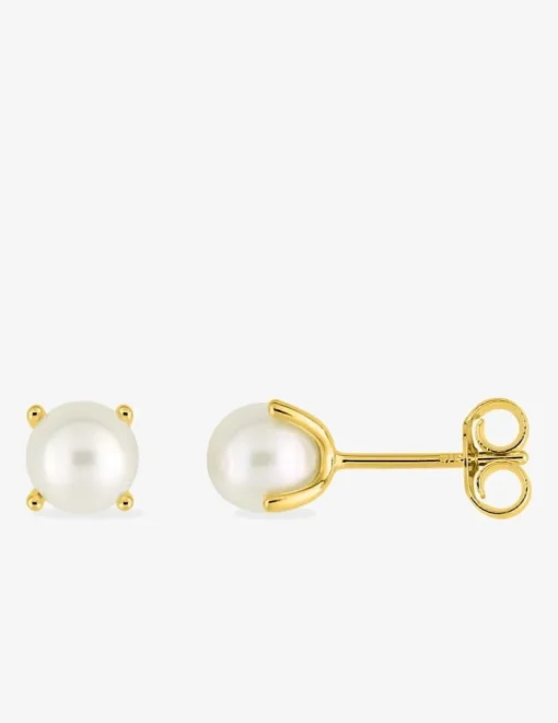 Boucles d'oreilles clous or jaune 375 ‰ et perle de culture d'eau douce 5 mm SO OR