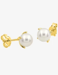 Boucles d'oreilles clous or jaune 375 ‰ et perle de culture d'eau douce 5 mm SO OR