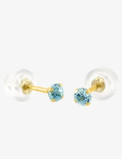 Boucles d'oreilles clous or jaune 375‰, topaze 3 mm SO OR