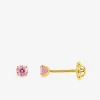 Boucles d'oreilles clous or jaune 750 ‰ et oxyde de zirconium rose SO OR