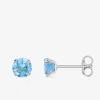 Boucles d'oreilles clous or blanc 375‰, pierre topaze 5 mm SO OR