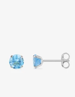 Boucles d'oreilles clous or blanc 375‰, pierre topaze 5 mm SO OR