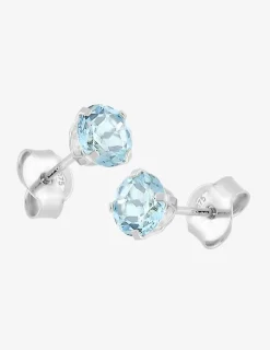 Boucles d'oreilles clous or blanc 375‰, pierre topaze 5 mm SO OR
