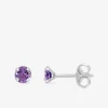 Boucles d'oreilles clous or blanc 375‰, améthyste 4 mm SO OR