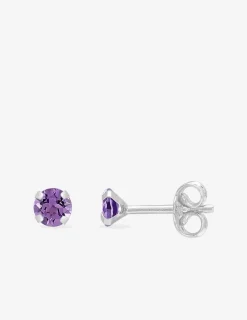 Boucles d'oreilles clous or blanc 375‰, améthyste 4 mm SO OR