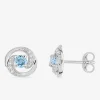 Boucles d'oreilles clous or blanc 375‰ et topaze SO OR
