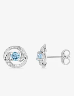 Boucles d'oreilles clous or blanc 375‰ et topaze SO OR