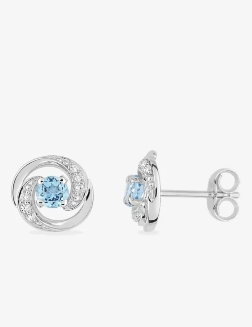 Boucles d'oreilles clous or blanc 375‰ et topaze SO OR