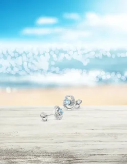 Boucles d'oreilles clous or blanc 375‰ et topaze SO OR