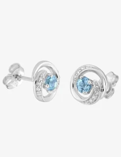 Boucles d'oreilles clous or blanc 375‰ et topaze SO OR