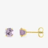 Boucles d'oreilles clous or jaune 375‰, améthyste SO OR