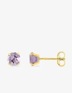 Boucles d'oreilles clous or jaune 375‰, améthyste SO OR