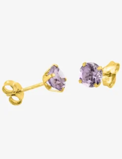 Boucles d'oreilles clous or jaune 375‰, améthyste SO OR