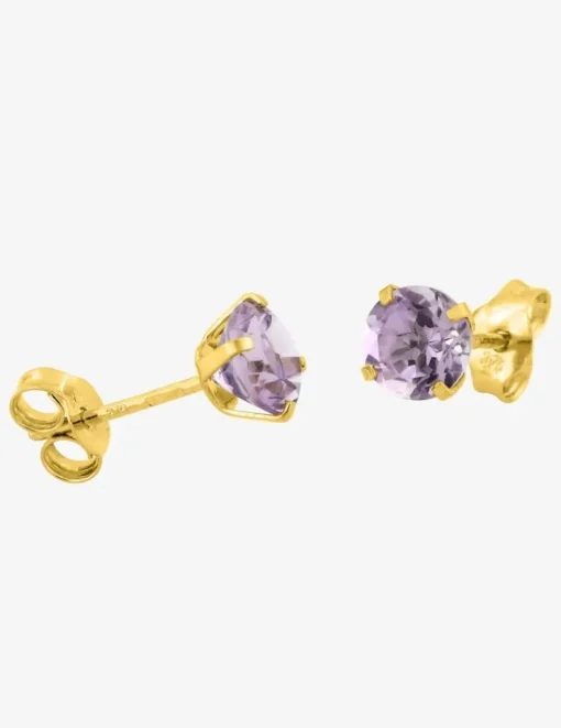 Boucles d'oreilles clous or jaune 375‰, améthyste SO OR