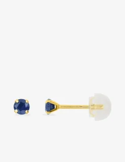 Boucles d'oreilles clous or jaune 750 ‰ et saphir 3 mm SO OR