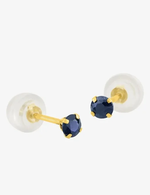Boucles d'oreilles clous or jaune 750 ‰ et saphir 3 mm SO OR