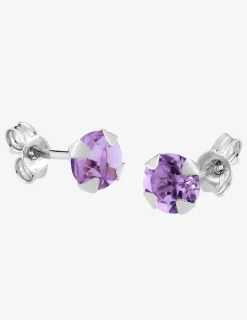 Boucles d'oreilles clous or blanc 750 ‰ et améthyste 5 mm SO OR