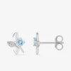 Boucles d'oreilles clous or blanc 375 ‰, topaze bleue traitée, oxyde de zirconium SO OR
