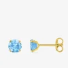 Boucles d'oreilles clous or jaune 375‰, topaze 5 mm SO OR
