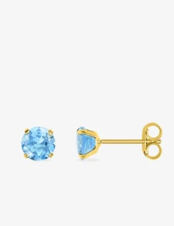 Boucles d'oreilles clous or jaune 375‰, topaze 5 mm SO OR