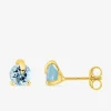 Boucles d'oreilles clous or jaune 375‰, pierre topaze SO OR