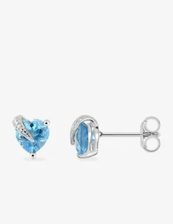 Boucles d'oreilles clous or blanc 375‰, topaze SO OR