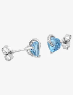 Boucles d'oreilles clous or blanc 375‰, topaze SO OR