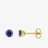 Boucles d'oreilles clous or jaune 750 ‰ et saphir 4 mm SO OR