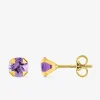 Boucles d'oreilles clous or jaune 750 ‰ et améthyste 5 mm SO OR