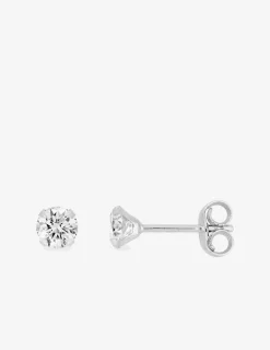Boucles d'oreilles clous or blanc 750 ‰, oxyde de zirconium SO OR