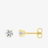 Boucles d'oreilles clous or jaune 375 ‰ et oxyde de zirconium 4 mm SO OR