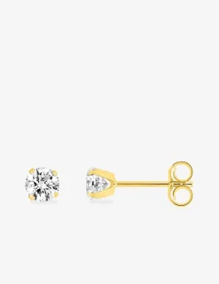 Boucles d'oreilles clous or jaune 375 ‰ et oxyde de zirconium 4 mm SO OR