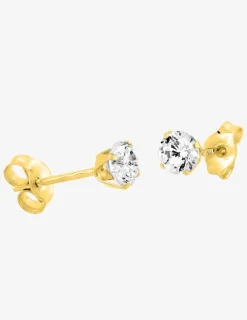 Boucles d'oreilles clous or jaune 375 ‰ et oxyde de zirconium 4 mm SO OR