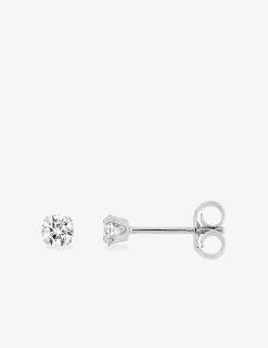 Boucles d'oreilles clous or blanc 375 ‰ et oxyde de zirconium 3 mm SO OR