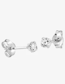 Boucles d'oreilles clous or blanc 375 ‰ et oxyde de zirconium 3 mm SO OR