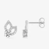 Boucles d'oreilles clous or blanc 375 ‰, oxydes de zirconium SO OR