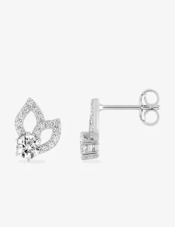 Boucles d'oreilles clous or blanc 375 ‰, oxydes de zirconium SO OR
