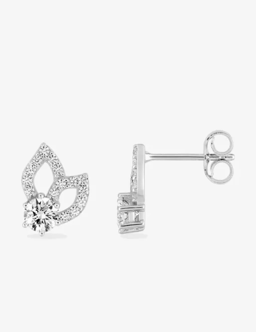 Boucles d'oreilles clous or blanc 375 ‰, oxydes de zirconium SO OR