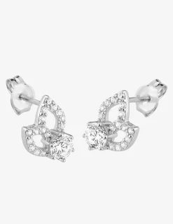 Boucles d'oreilles clous or blanc 375 ‰, oxydes de zirconium SO OR