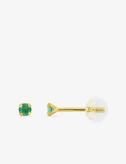 Boucles d'oreilles clous or jaune 375‰, émeraude 2,5 mm SO OR