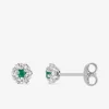 Boucles d'oreilles clous or blanc 375‰, émeraude SO OR