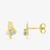 Boucles d'oreilles clous or jaune 375‰, rhodié, topaze SO OR