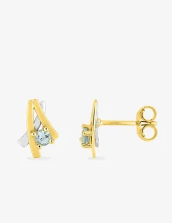 Boucles d'oreilles clous or jaune 375‰, rhodié, topaze SO OR