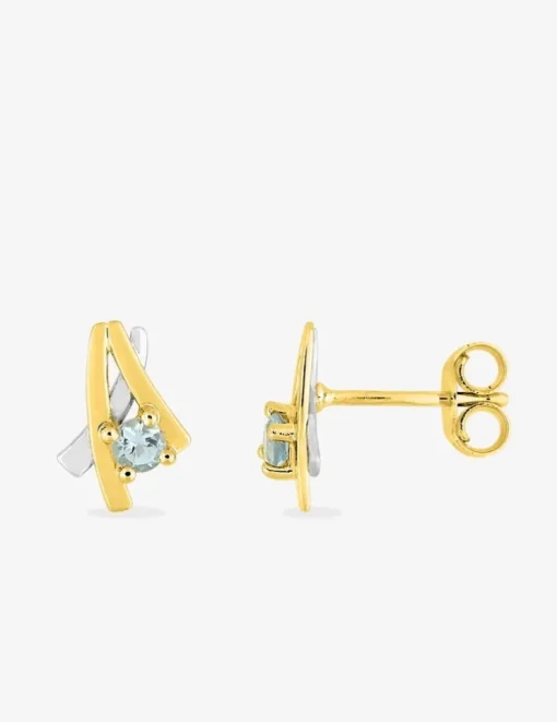 Boucles d'oreilles clous or jaune 375‰, rhodié, topaze SO OR