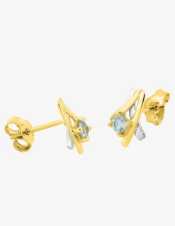 Boucles d'oreilles clous or jaune 375‰, rhodié, topaze SO OR