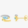Boucles d'oreilles clous or jaune 375‰ et topaze SO OR